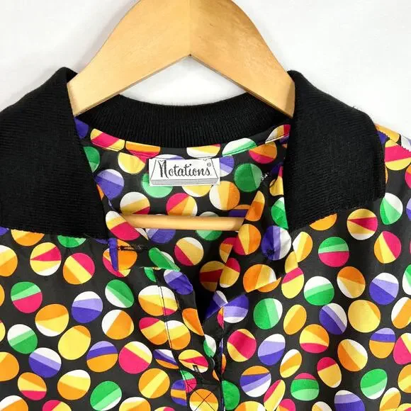 Vintage 80s Notations Funky Circle Blouse Small - Picture 2 of 5
